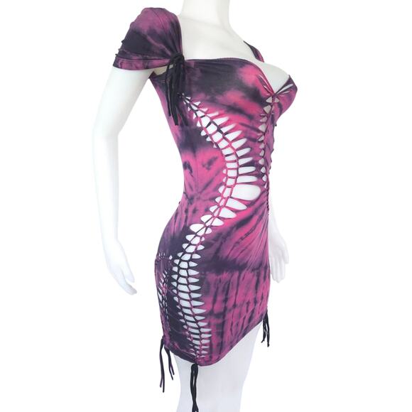 TEMPTRESS COLLECTION - SMALL - TWILIGHT BLOOM Tie-Dye Dress - Festival, Tie Dyed - Picture 3 of 7